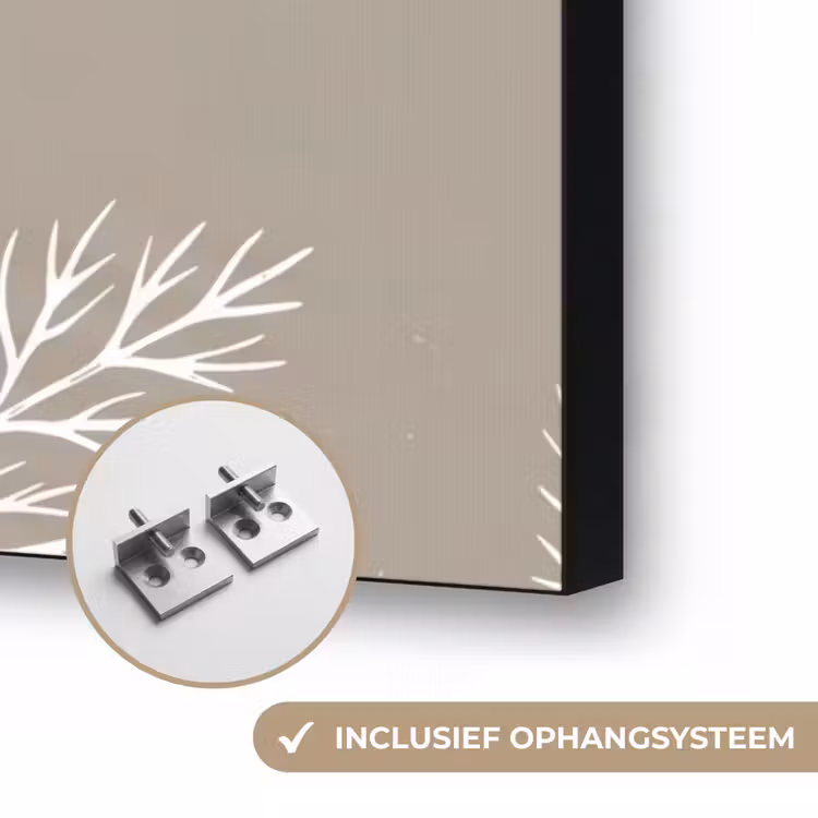 Grafisch - Fluitenkruid - Taupe Textielframe zwart klein -USP_ophangsysteemNL
