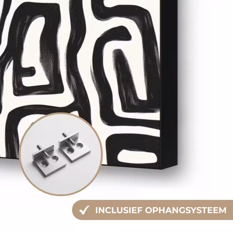 Grafisch - Lijnen - Zwart - Wit Textielframe zwart klein 947 -USP_ophangsysteemNL