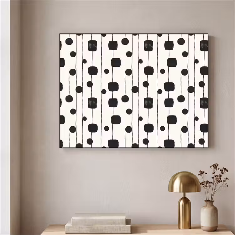 Grafisch - Modern - Zwart Textielframe zwart klein 947 -sfeer2