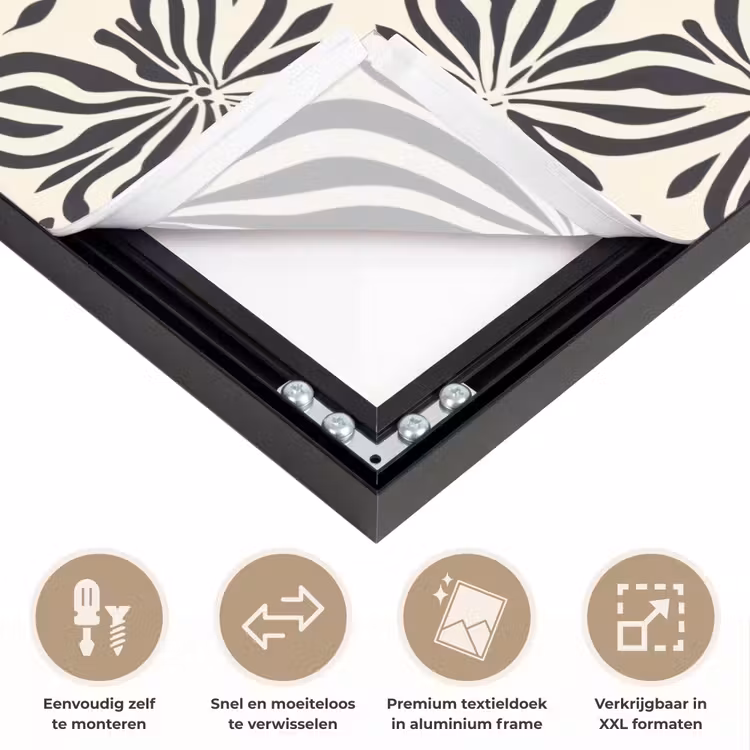Grafisch - Patroon - Zwart Textielframe zwart klein 947 -USP_closeupNL