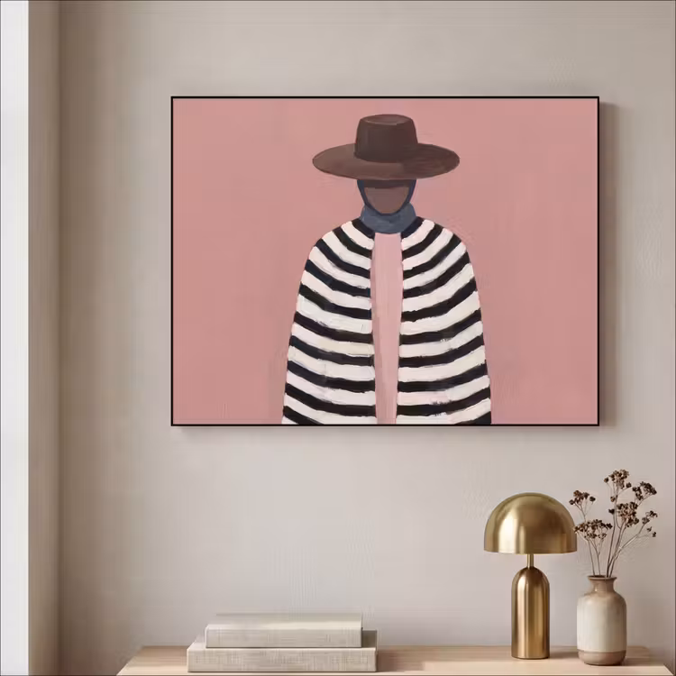 Grafisch - Vrouw - Roze Textielframe zwart klein -sfeer2