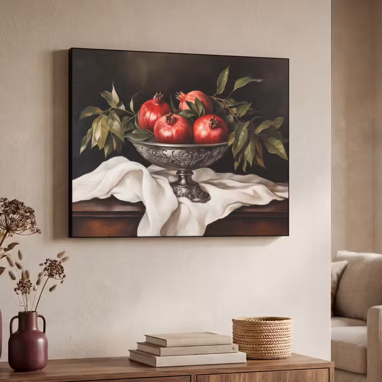 Granaatappels - Klassiek - Vintage Textielframe - compleet frame klein -sfeer3