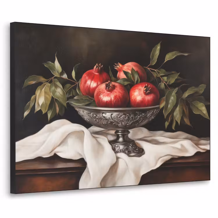 Granaatappels - Klassiek - Vintage Textielframe zwart klein -3d