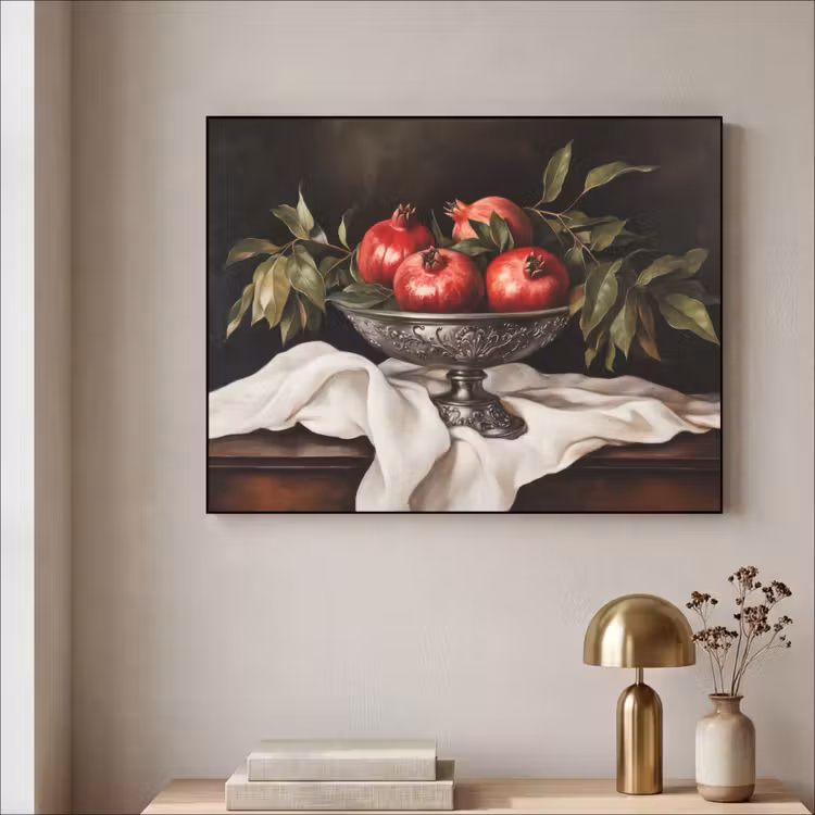 Granaatappels - Klassiek - Vintage Textielframe zwart klein -sfeer2