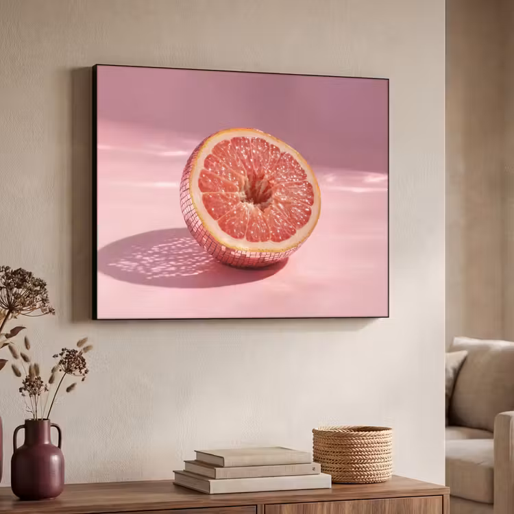 Grapefruit - Roze - Disco - Shiny Textielframe - compleet frame klein -sfeer3