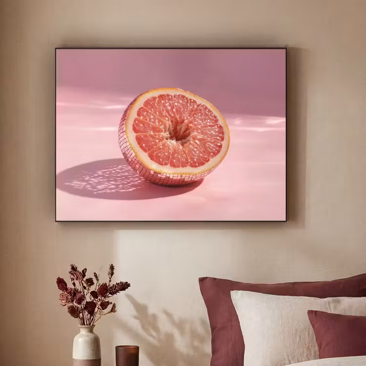 Grapefruit - Roze - Disco - Shiny Textielframe - compleet frame klein -sfeer1