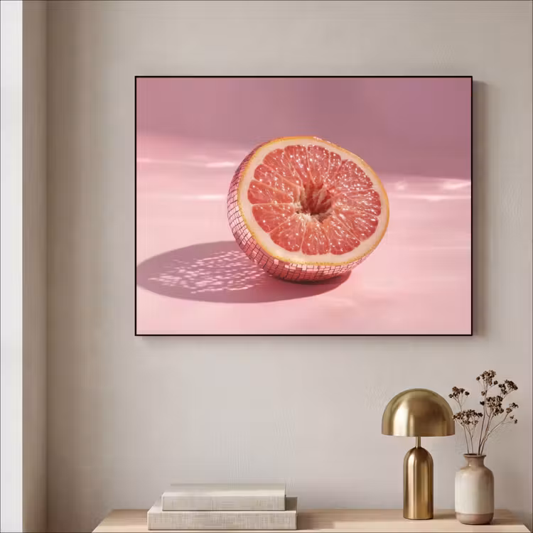 Grapefruit - Roze - Disco - Shiny Textielframe - compleet frame klein -sfeer2
