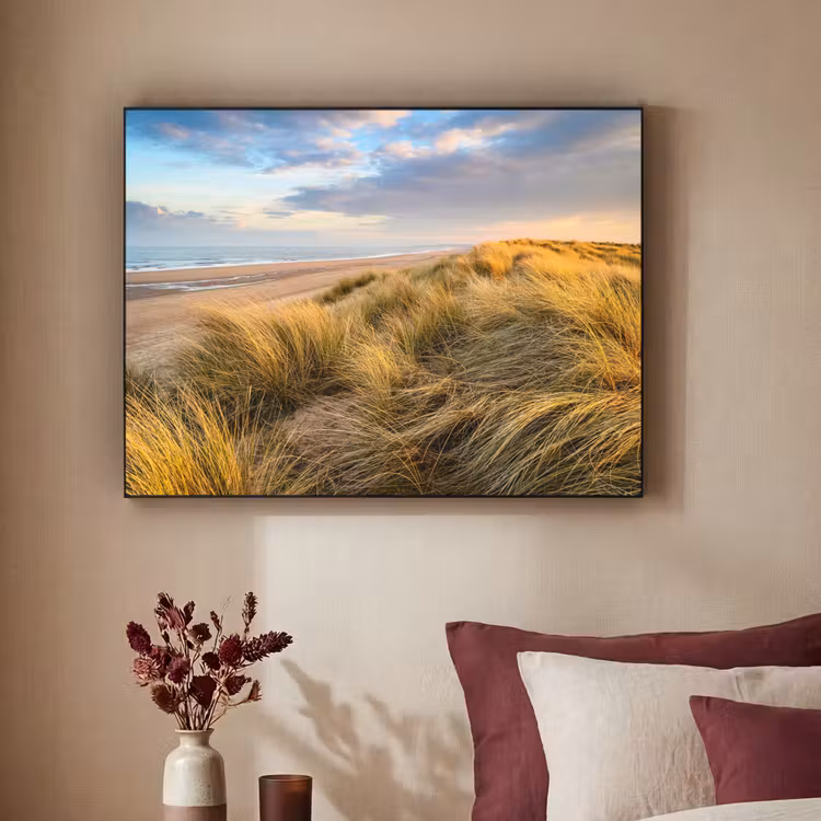 Gras - Duinen - Strand - Zomer Textielframe zwart klein -sfeer1