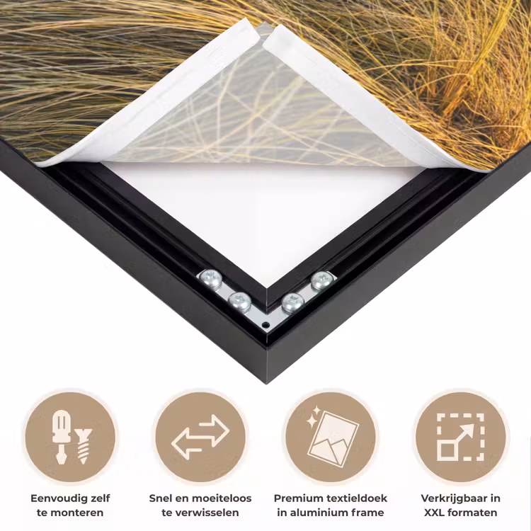 Gras - Duinen - Strand - Zomer Textielframe zwart klein -USP_closeupNL