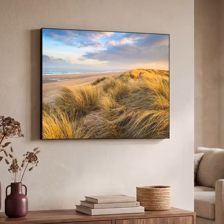 Gras - Duinen - Strand - Zomer Textielframe zwart klein -sfeer3