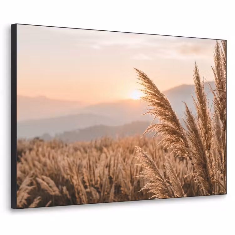 Gras - Veld - Zon - Natuur Textielframe zwart klein -3d