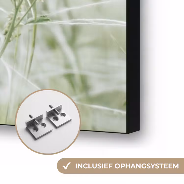 Grassen - Minimalistisch - Groen Textielframe zwart klein -USP_ophangsysteemNL