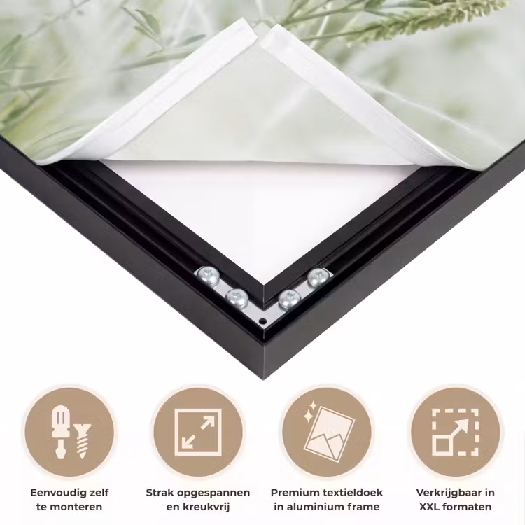 Grassen - Minimalistisch - Groen Textielframe zwart klein -USP_feed_closeupNL