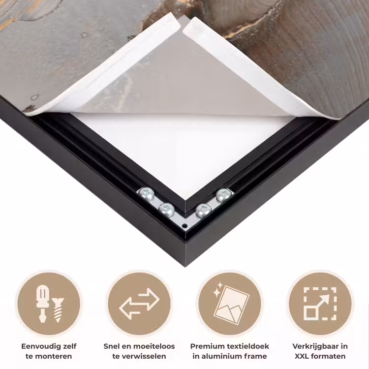 Grijs - Goud - Marmer - Marmerlook Textielframe zwart klein -USP_closeupNL
