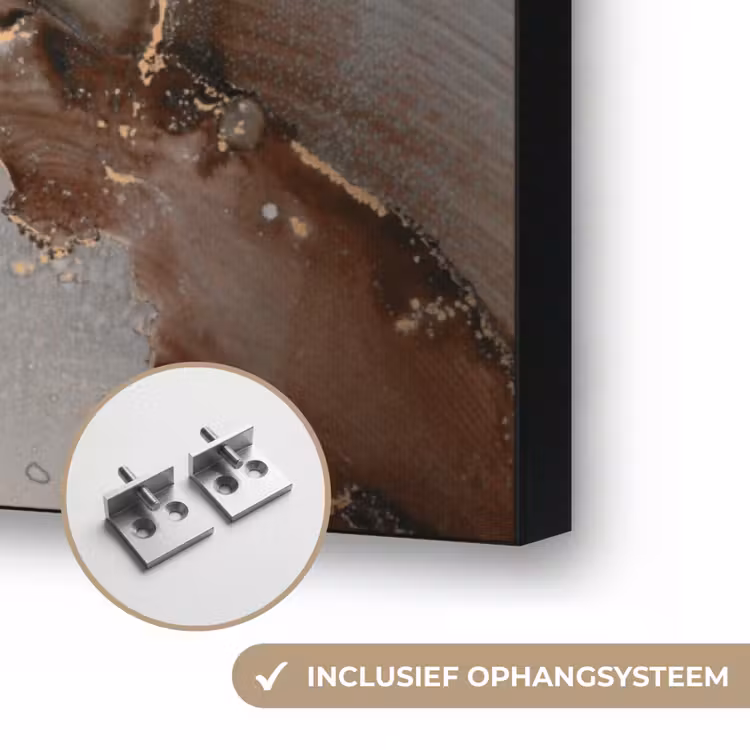 Grijs - Goud - Marmer - Marmerlook Textielframe zwart klein -USP_ophangsysteemNL