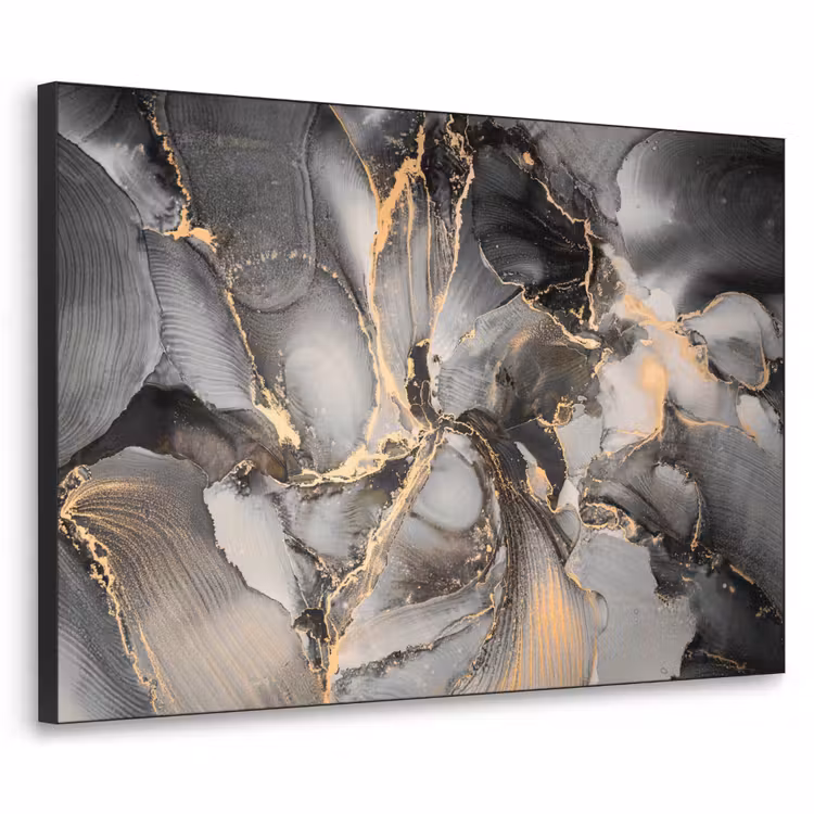 Grijs - Luxe - Goud - Marmer Textielframe zwart klein -3d