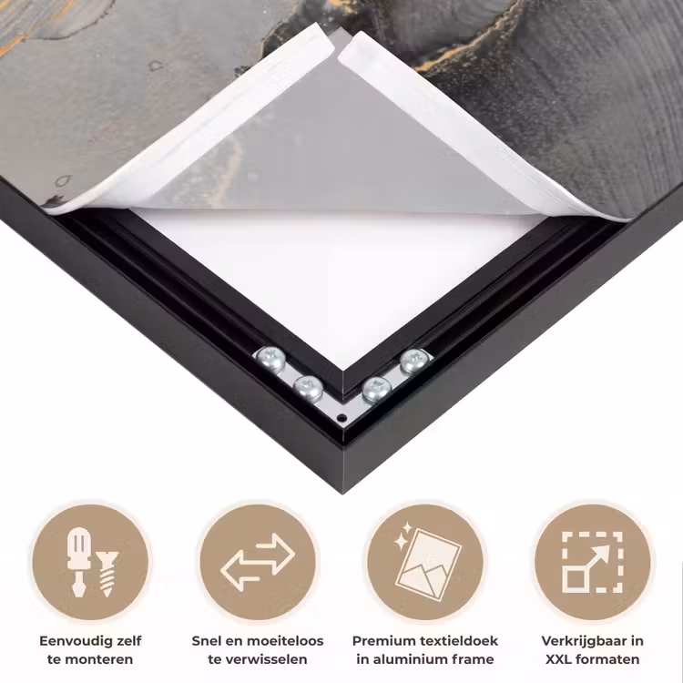 Grijs - Luxe - Goud - Marmer Textielframe zwart klein -USP_closeupNL