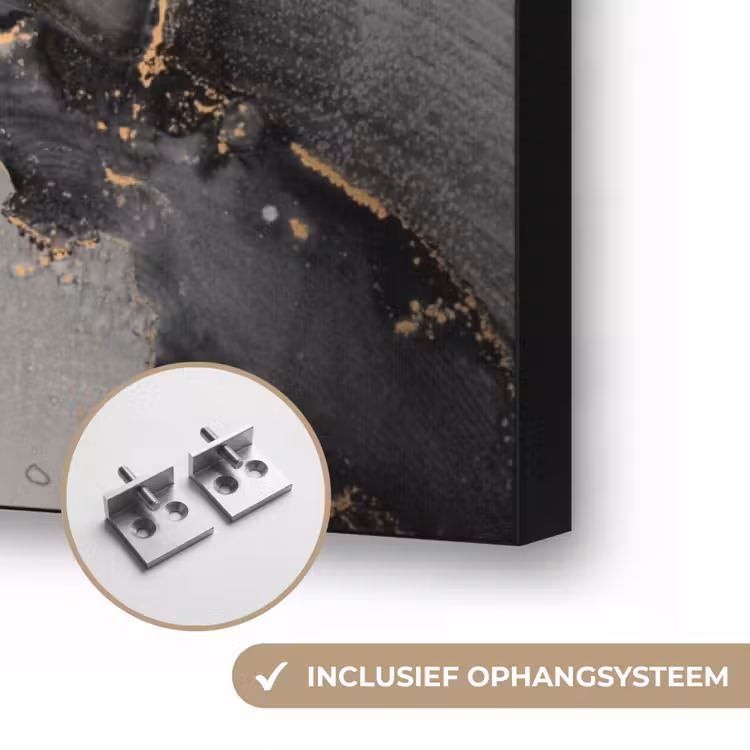 Grijs - Luxe - Goud - Marmer Textielframe zwart klein -USP_ophangsysteemNL