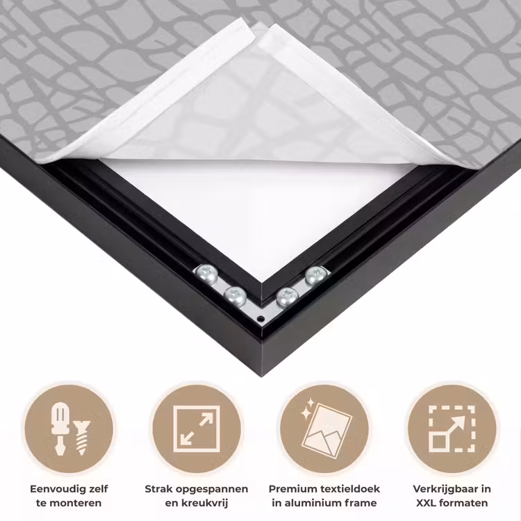 Grijs - Reptiel - Dier - Patroon Textielframe zwart klein 947 -USP_feed_closeupNL
