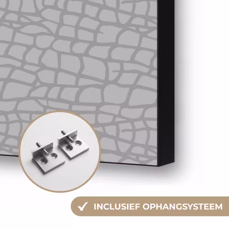 Grijs - Reptiel - Dier - Patroon Textielframe zwart klein 947 -USP_ophangsysteemNL