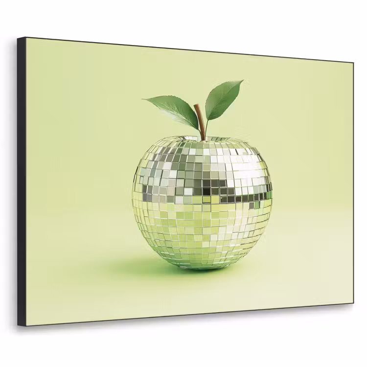 Groen - Disco - Decoratie - Appel Textielframe zwart klein -3d