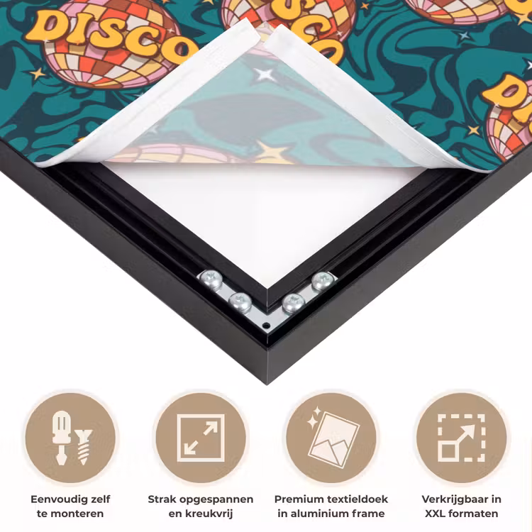 Groen - Disco - Patroon Textielframe zwart klein 947 -USP_feed_closeupNL