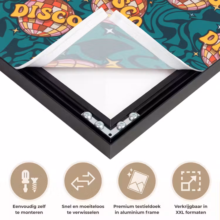 Groen - Disco - Patroon Textielframe zwart klein 947 -USP_closeupNL