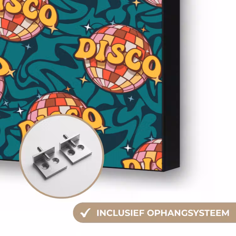 Groen - Disco - Patroon Textielframe zwart klein 947 -USP_ophangsysteemNL