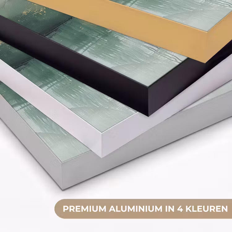 Groen - Modern - Abstract - Goud Textielframe zwart klein -USP_kleurenNL