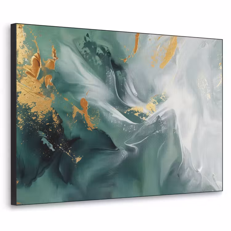 Groen - Modern - Marmer - Abstract Textielframe zwart klein -3d