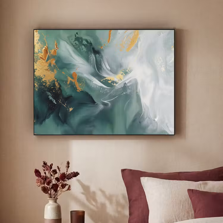 Groen - Modern - Marmer - Abstract Textielframe zwart klein -sfeer1