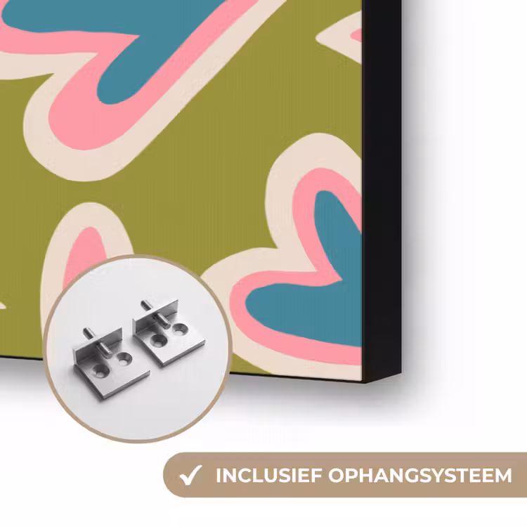 Groen - Retro - Hartjes - Patroon Textielframe zwart klein 947 -USP_ophangsysteemNL