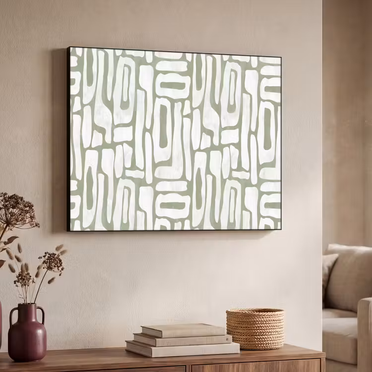 Groen - Wit - Kronkelen Textielframe - compleet frame klein 947 -sfeer3