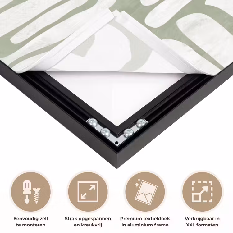 Groen - Wit - Kronkelen Textielframe zwart klein 947 -USP_feed_closeupNL