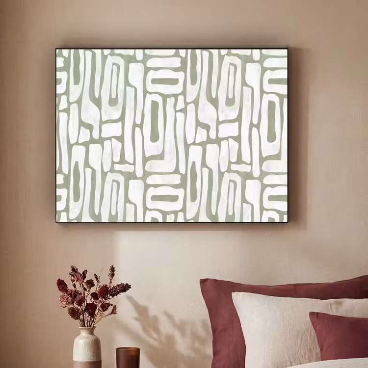 Groen - Wit - Kronkelen Textielframe - compleet frame klein 947 -sfeer1