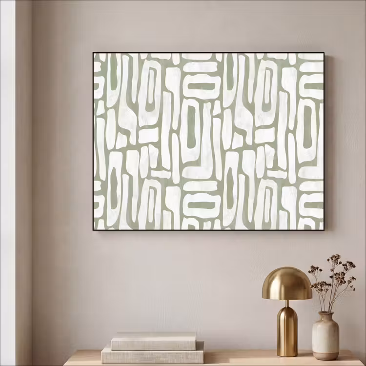 Groen - Wit - Kronkelen Textielframe zwart klein 947 -sfeer2