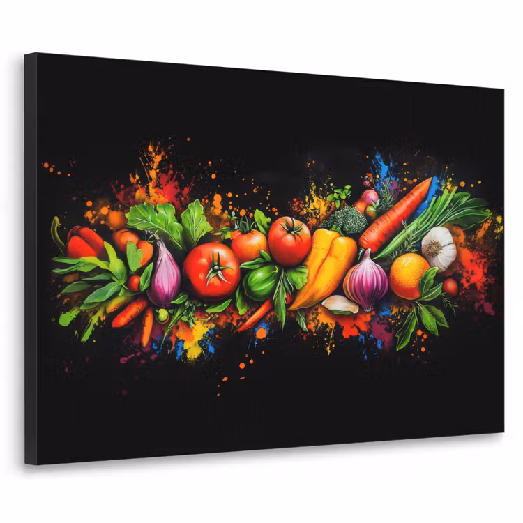 Groente - Eten - Kruiden - Graffiti - Koken Textielframe - compleet frame klein -3d