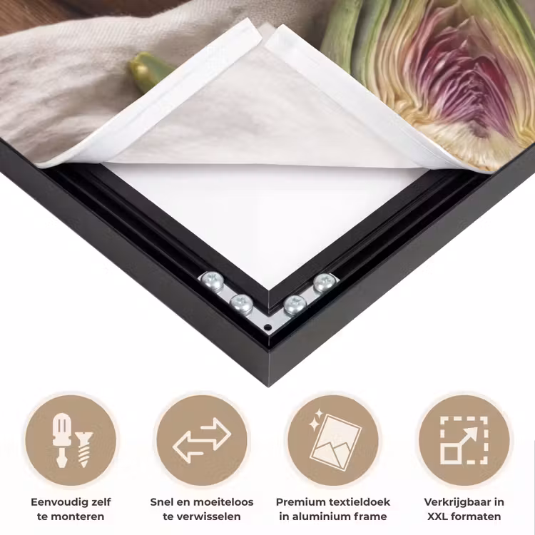 Art frame - Groenten - Artisjok - Keuken - Groenten - Artisjok - Keuken Textielframe zwart klein