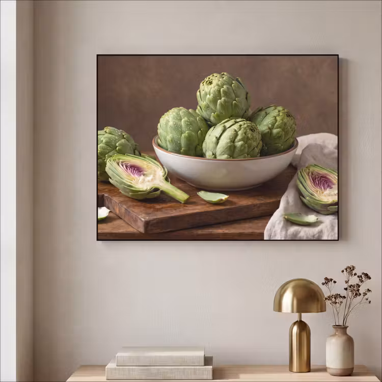 Art frame - Groenten - Artisjok - Keuken - Groenten - Artisjok - Keuken Textielframe zwart klein