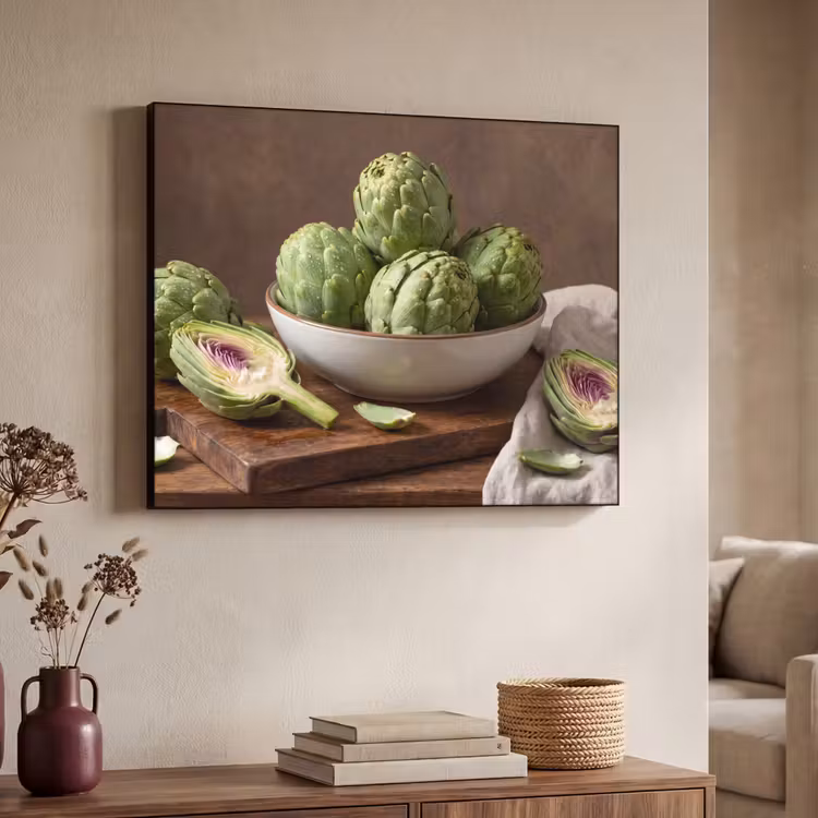 Art frame - Groenten - Artisjok - Keuken - Groenten - Artisjok - Keuken Textielframe zwart klein