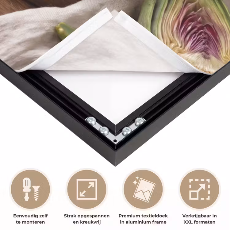 Art frame - Groenten - Artisjok - Keuken - Groenten - Artisjok - Keuken Textielframe zwart klein