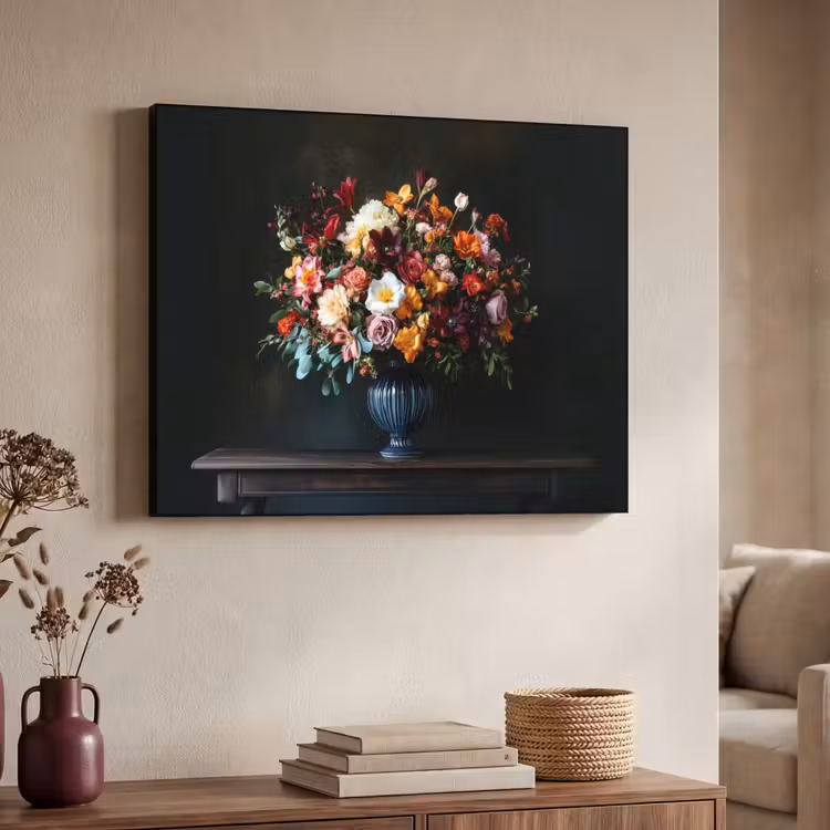 Groot - Bloemen - Vaas - Boeket Textielframe zwart klein -sfeer3