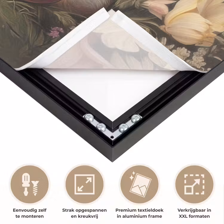 Haas - Stilleven - Bloemen Textielframe zwart klein -USP_feed_closeupNL