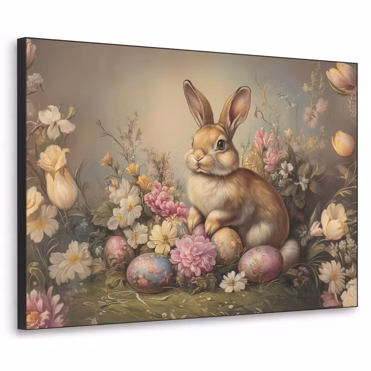 Haas - Stilleven - Bloemen Textielframe zwart klein -3d