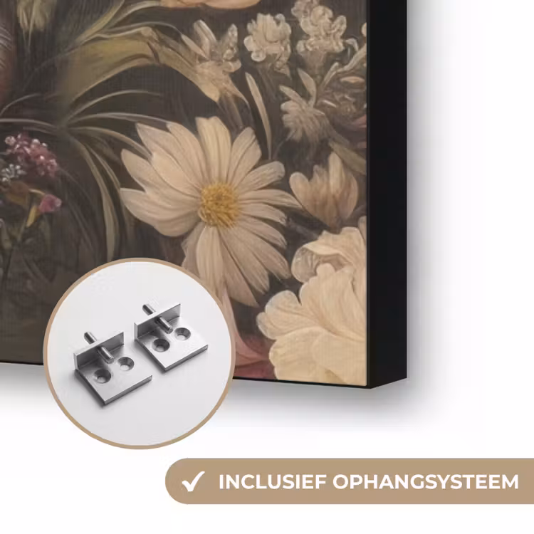 Haas - Stilleven - Bloemen Textielframe zwart klein -USP_ophangsysteemNL