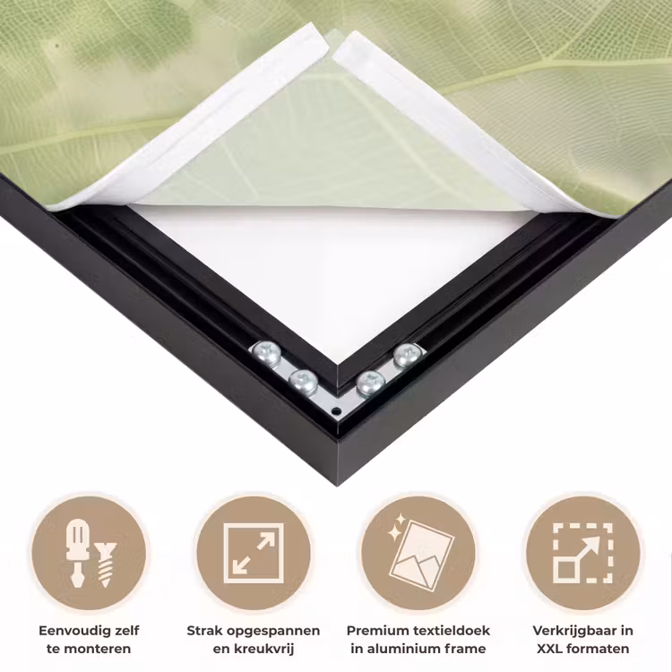 Hagedis - Blad - Nerven - Groen Textielframe zwart klein -USP_feed_closeupNL