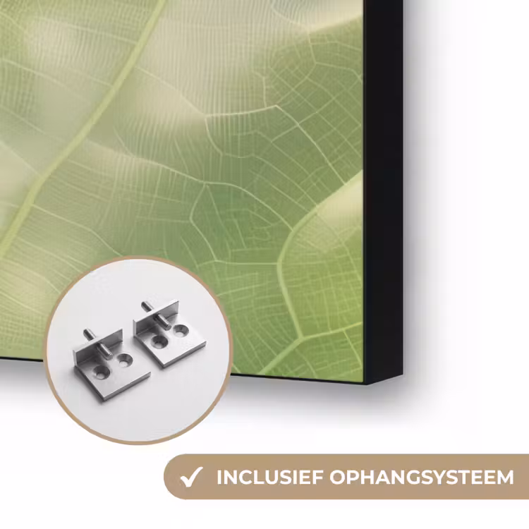 Hagedis - Blad - Nerven - Groen Textielframe zwart klein -USP_ophangsysteemNL