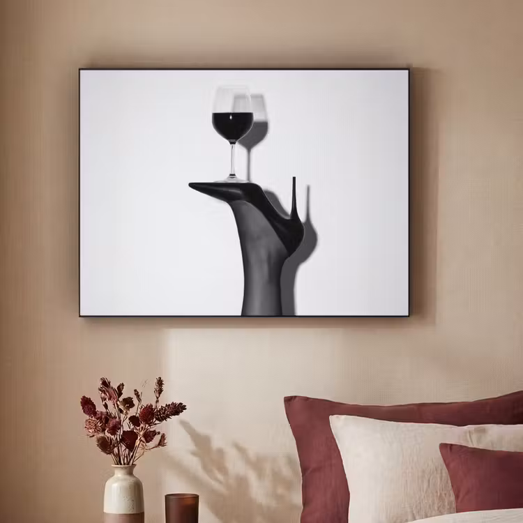 Hak - Wijn - Minimalistisch - Zwart Textielframe - compleet frame klein -sfeer1