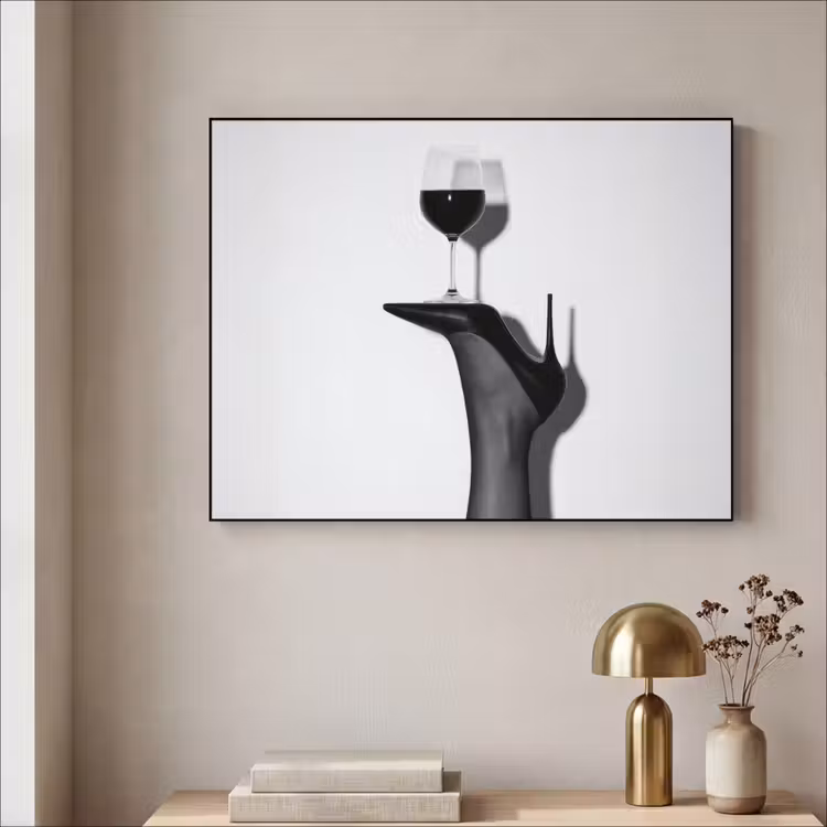 Hak - Wijn - Minimalistisch - Zwart Textielframe zwart klein -sfeer2