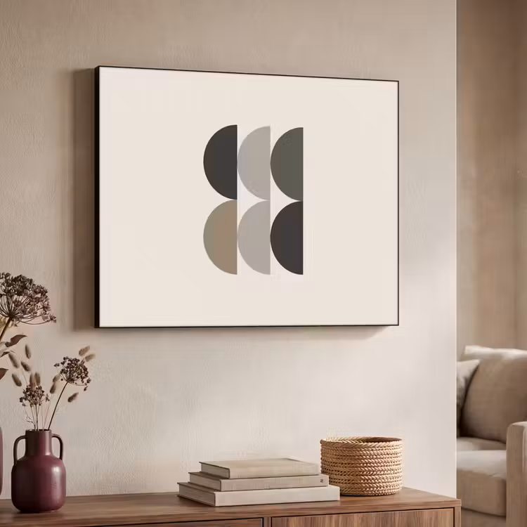 Halve cirkels - Aardetinten - Grafisch Textielframe - compleet frame klein -sfeer3